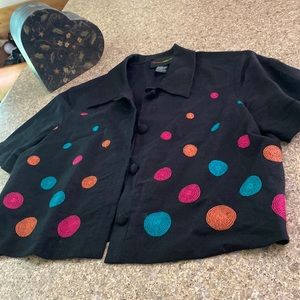 Harris Wallace Linen and Rayon Cropped Button Top or Jacket Colorful Designs 12